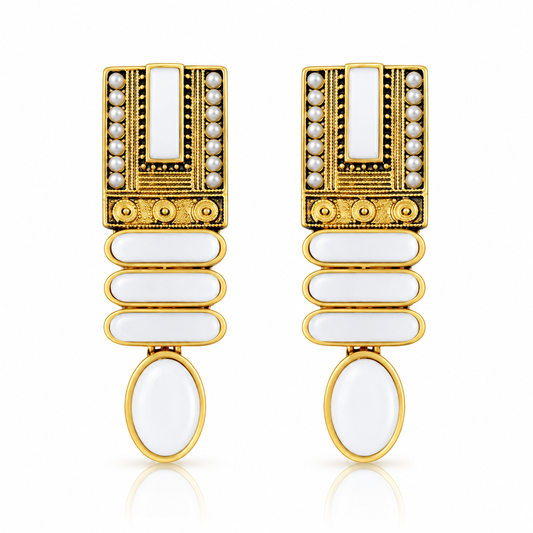 Geometric Artificial Pearl Earrings – French Retro Court Style