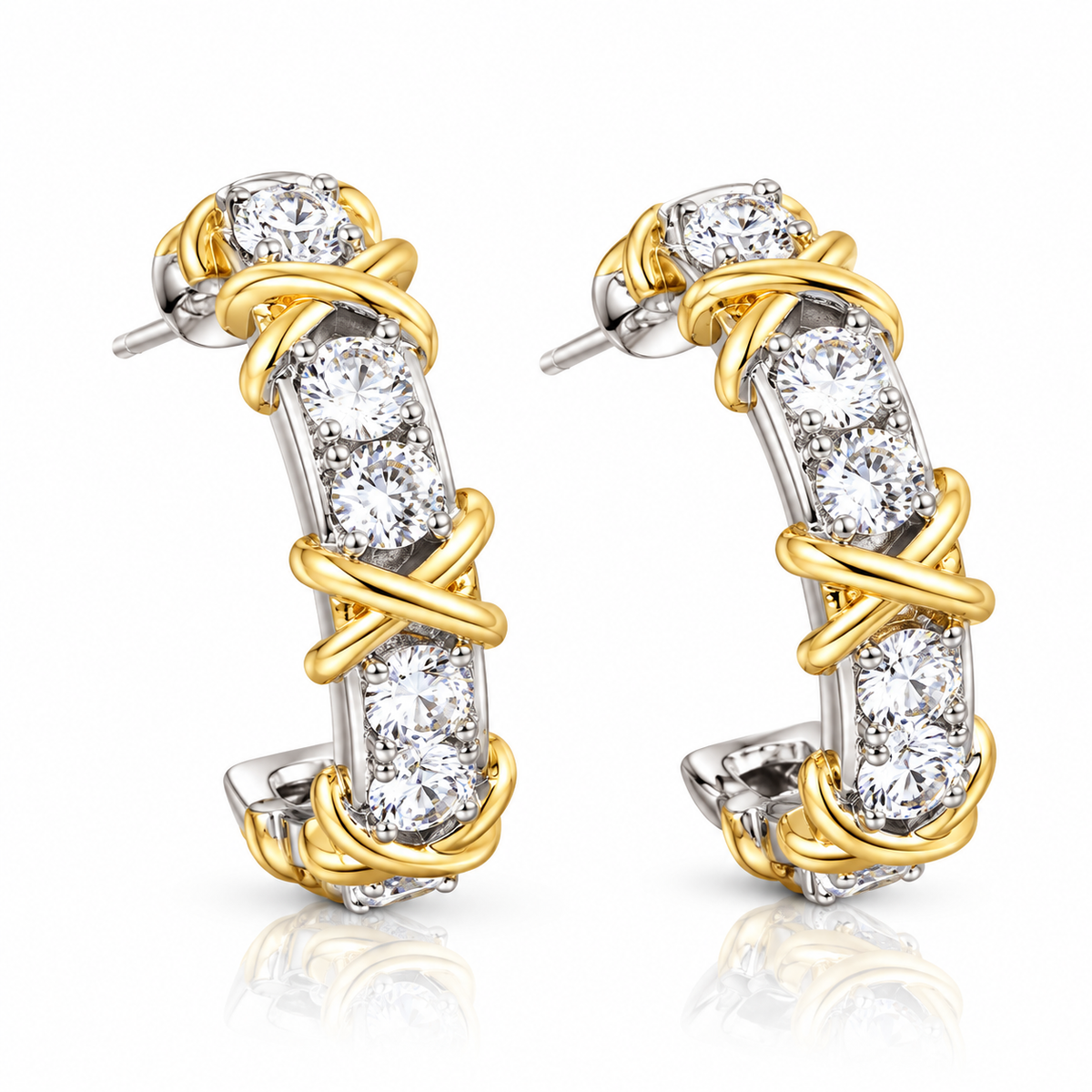 Vintage CC Cross Earrings - Korean Fashion Hoop Zircon