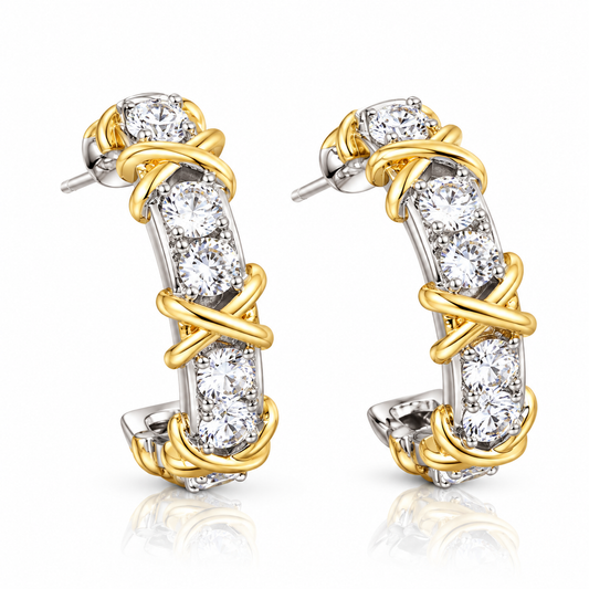 Vintage CC Cross Earrings - Korean Fashion Hoop Zircon