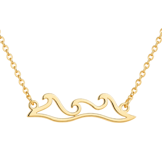 Wave Necklace Stainless Steel - Beach Surfer Pendant 45cm Ocean