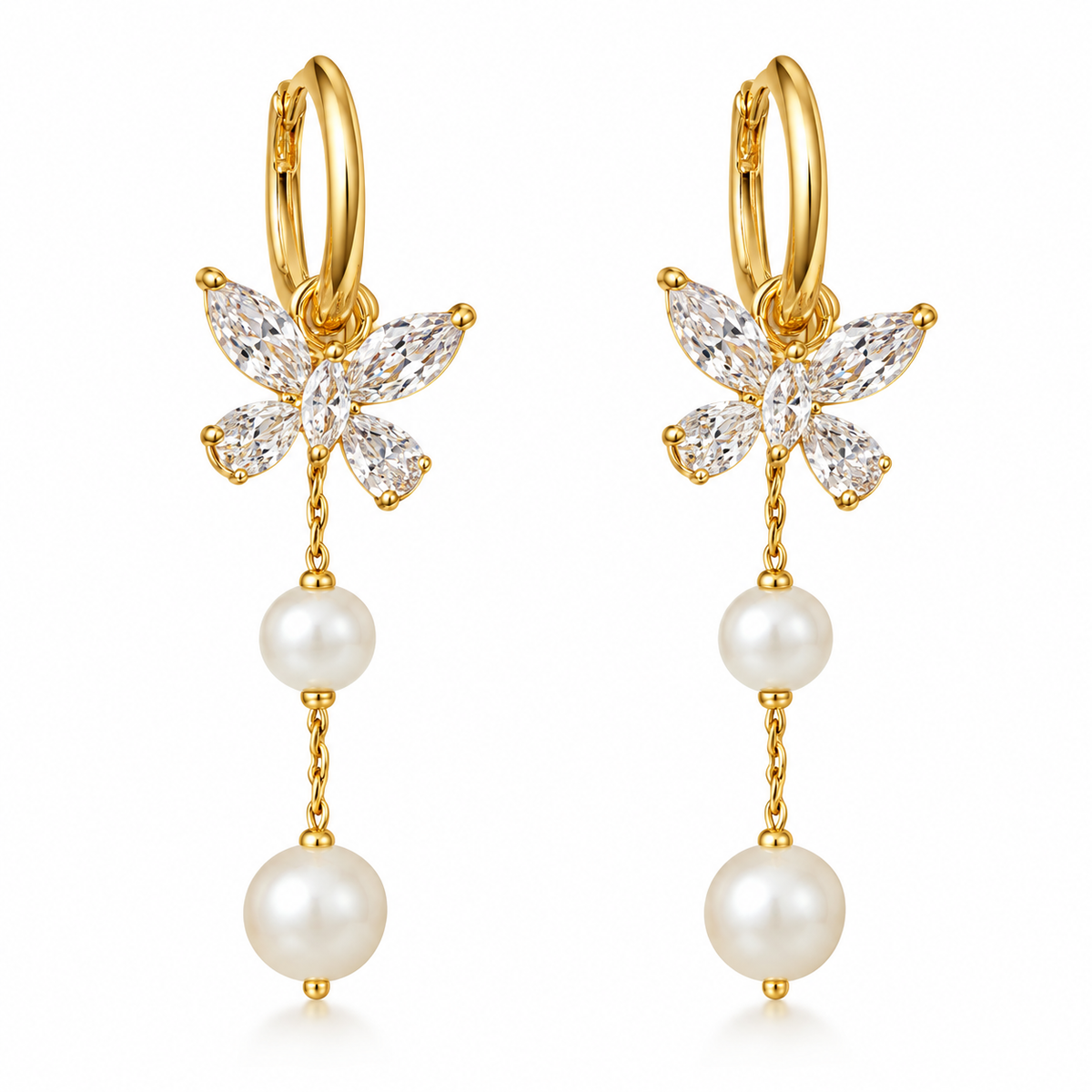One Style For Dual-wear Diamond Butterfly Pearl Tassel Ear Clip
