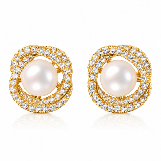 Natural Pearl Halo Earrings