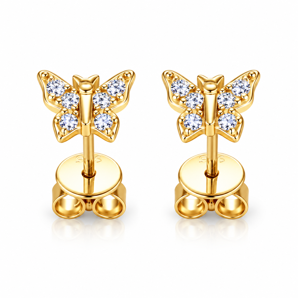 Moissanite 925 Sterling Silver Butterfly Stud Earrings