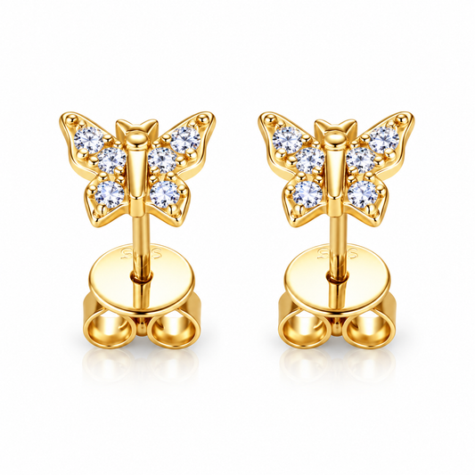 Moissanite 925 Sterling Silver Butterfly Stud Earrings