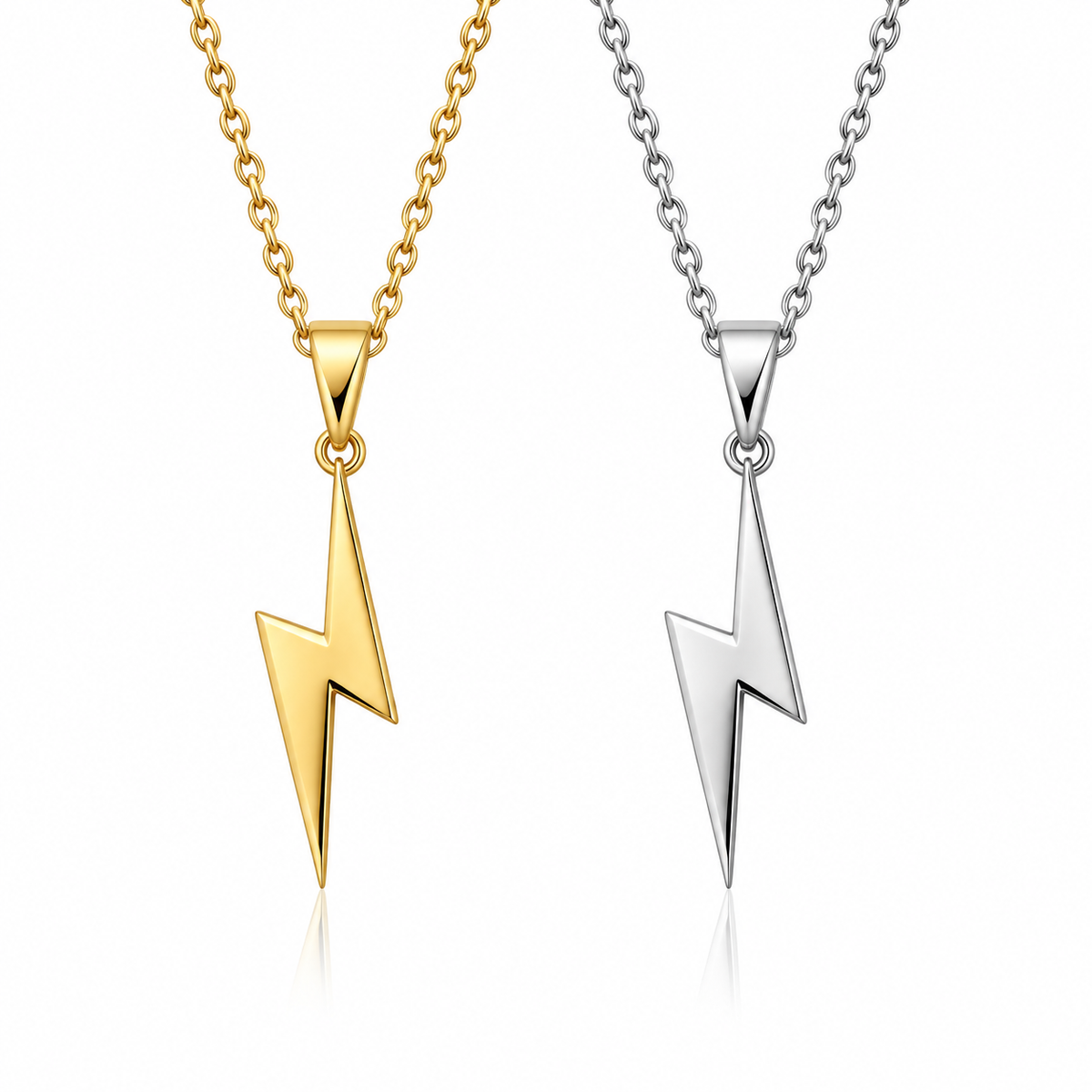 Lightning Bolt Necklace Stainless Steel - Unisex Scar Pendant Chain