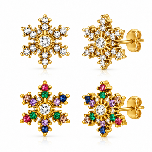 Stainless Steel Snowflake Stud Earrings
