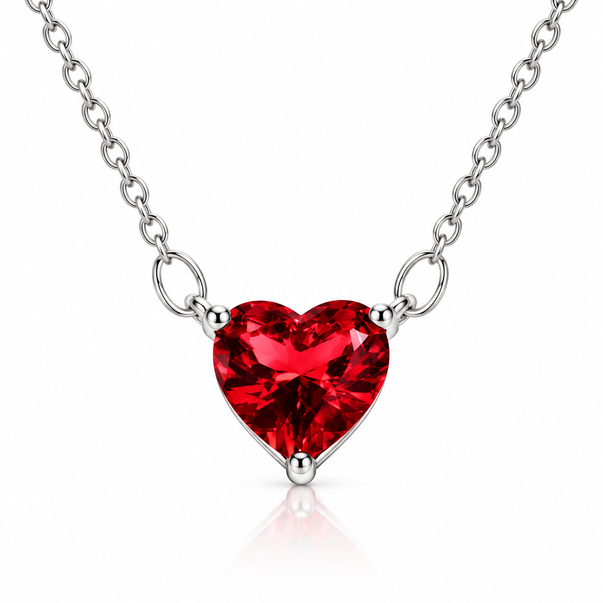 Exquisite Red Heart Pendant Necklace Cubic Zirconia Crystal Chain Necklace for Women