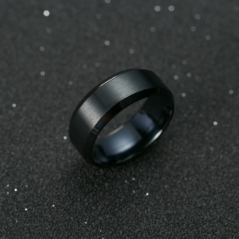 Black Titanium Ring Men's - 8mm Wide Band Sizes 6-13 - AstroVerse™