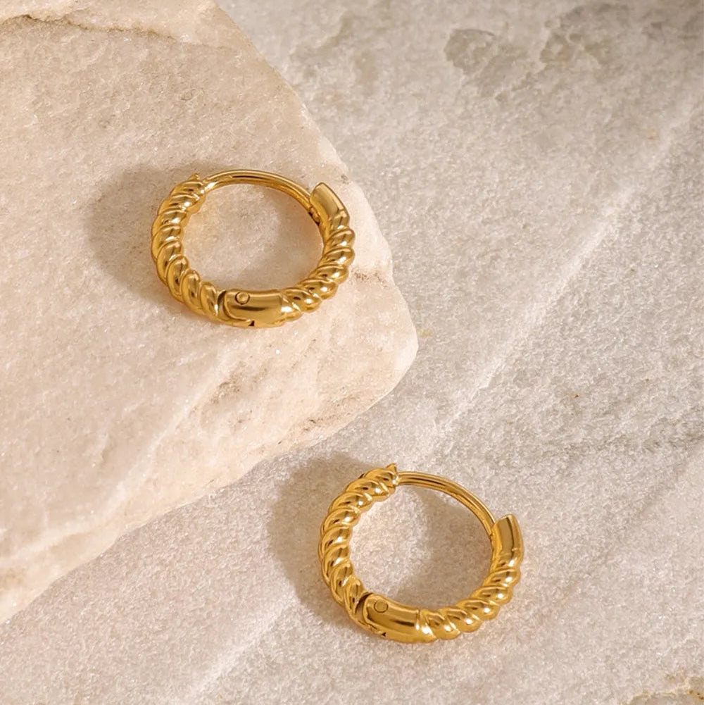 18K Gold Plated Huggie Earrings - Stainless Steel Small Hoop Studs - AstroVerse™