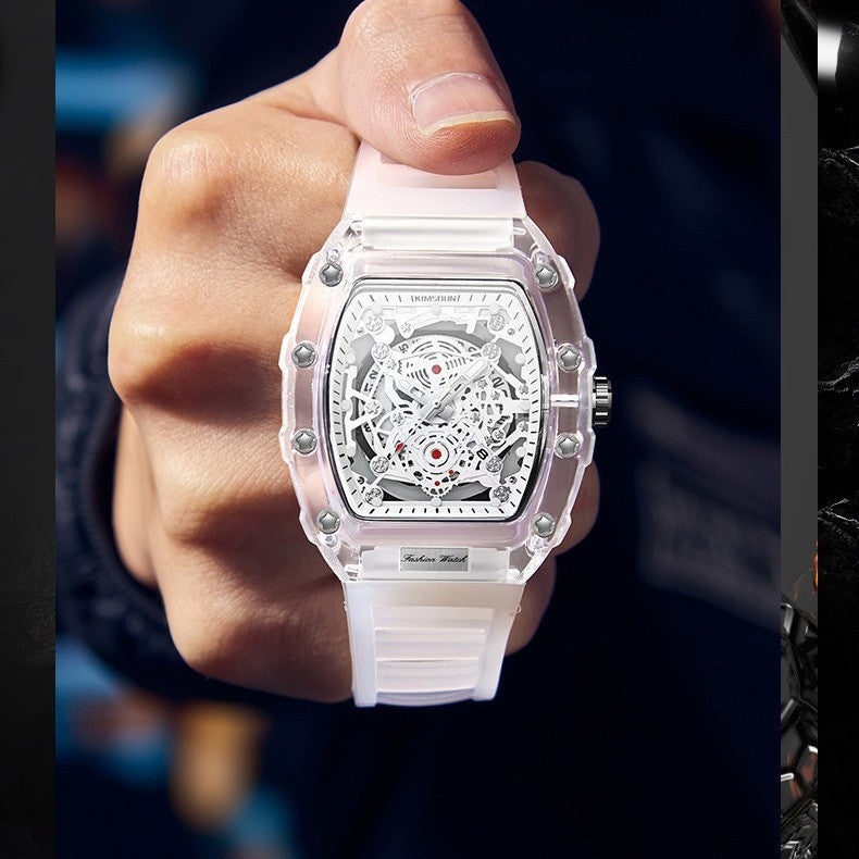KIMSDUN Barrel Watch Men - Transparent Quartz 47mm Waterproof Sports - AstroVerse™
