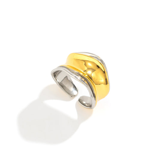Eprolo retro ripple alloy ring with irregular convex and concave design, simple personalized style, on a hand.