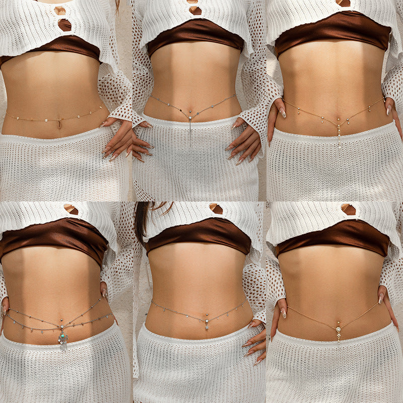 Rhinestone Body Chain Waist Jewelry - Belly Chain with Crystal Pendant - AstroVerse™