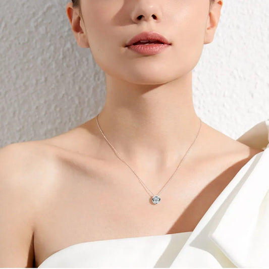 1 Carat Moissanite Necklace 925 Sterling Silver - D VVS1 Certified Round - AstroVerse™