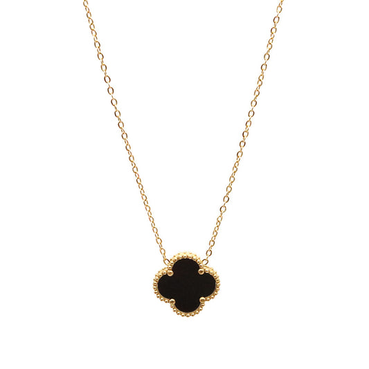 Classic Korean Double Sided Four Leaf Clover Titanium Steel Necklace – 18K Gold - AstroVerse™