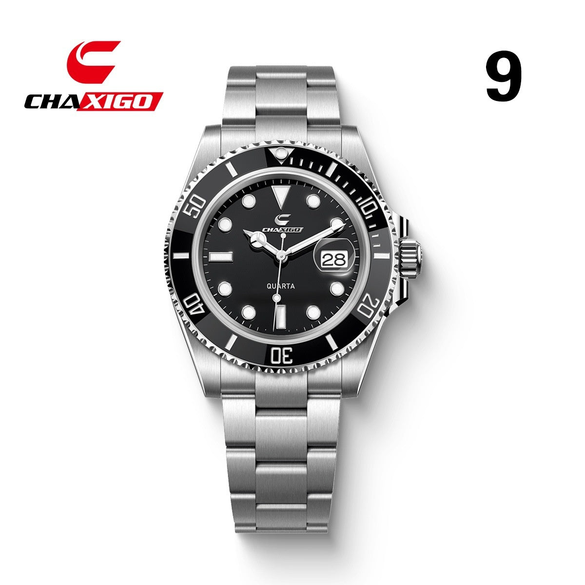 Swiss Brand CHAXIGO Men's Watch Green Submariner Style Waterproof Versatile Alloy Quartz Watch - AstroVerse™
