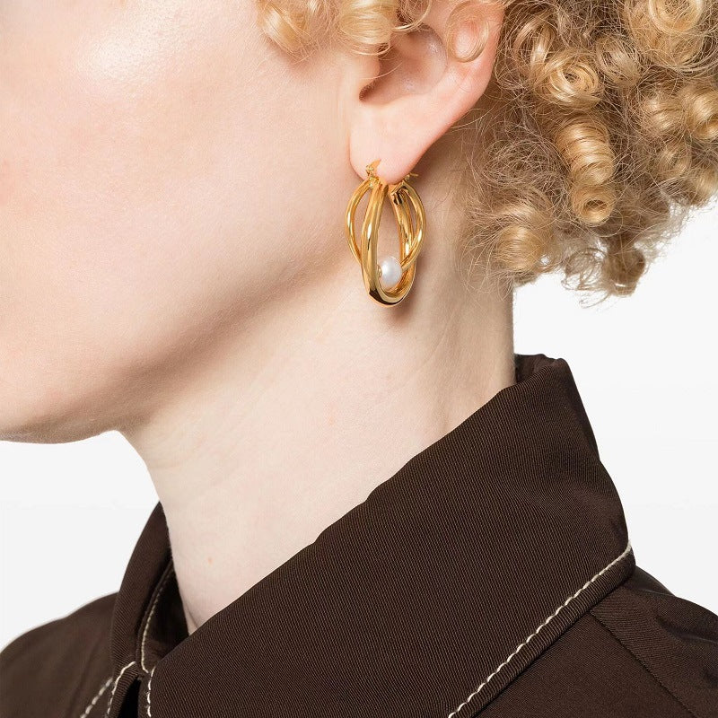 French Retro Circle Earrings - Irregular Geometric Design - AstroVerse™