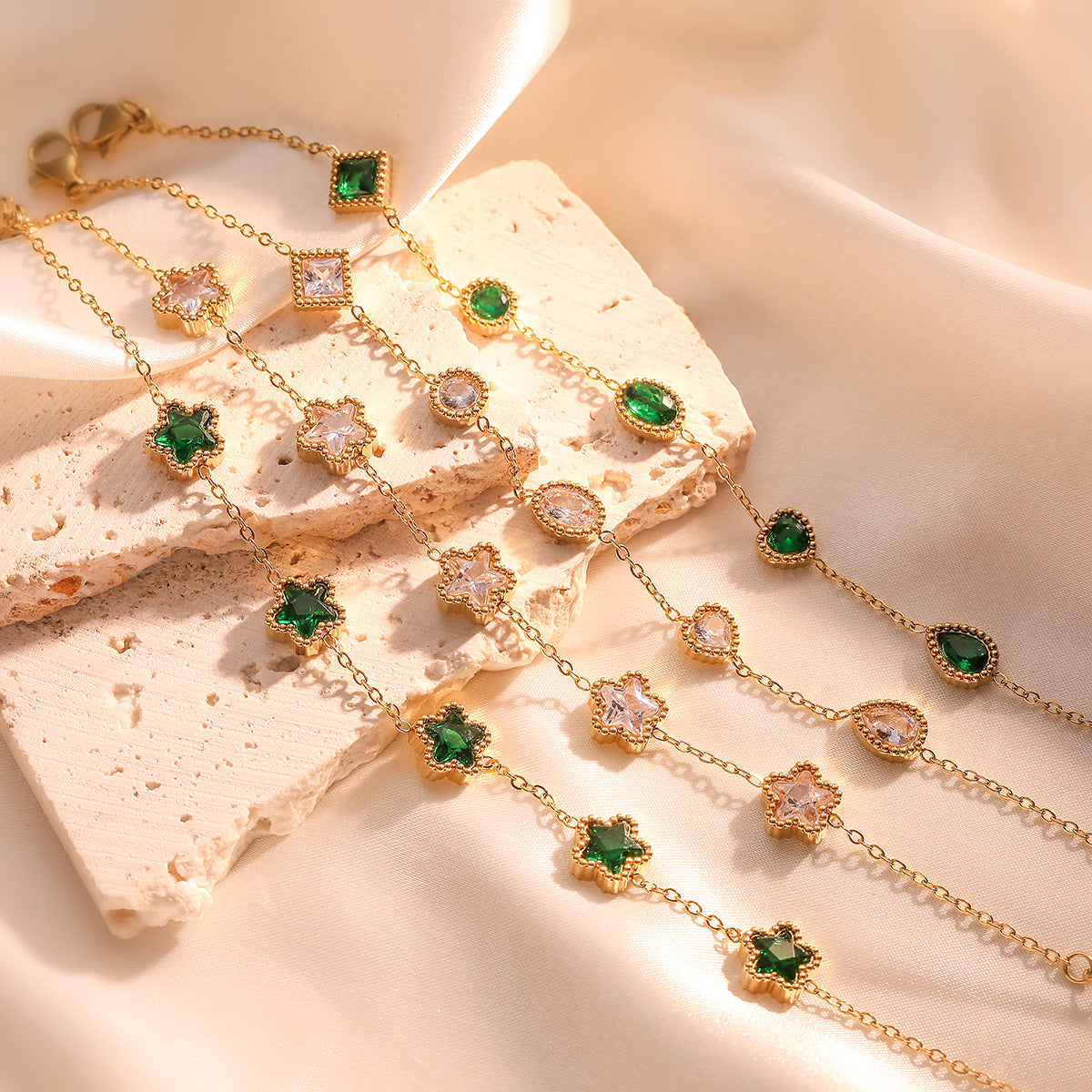 Titanium Steel Zircon Bracelet - Geometric Chain Bracelet Adjustable - AstroVerse™