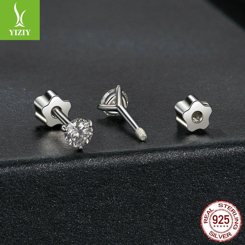 Moissanite Stud Earrings 925 Sterling Silver - Platinum Plated Three Claw - AstroVerse™