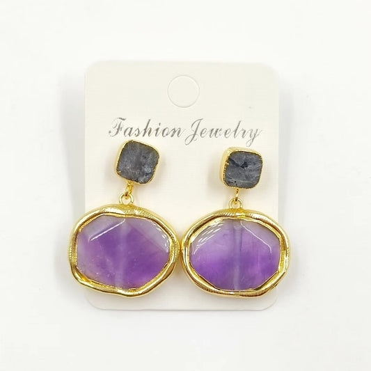 Transparent Gemstone Dangle Earrings - Double Hoop Water Drop Crystal - AstroVerse™