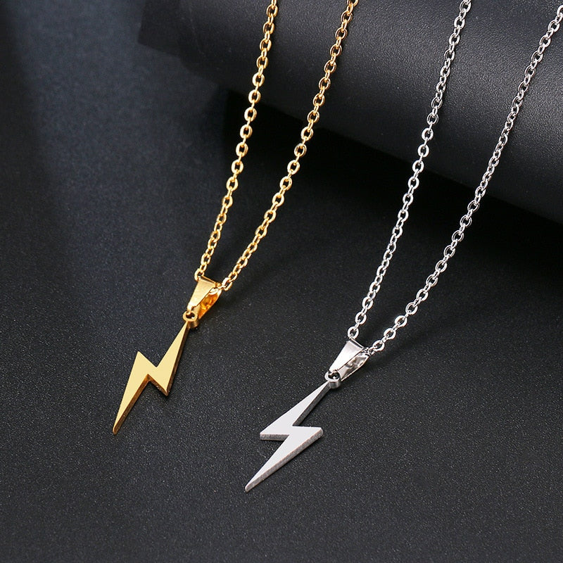 Lightning Bolt Necklace Stainless Steel - Unisex Scar Pendant Chain - AstroVerse™