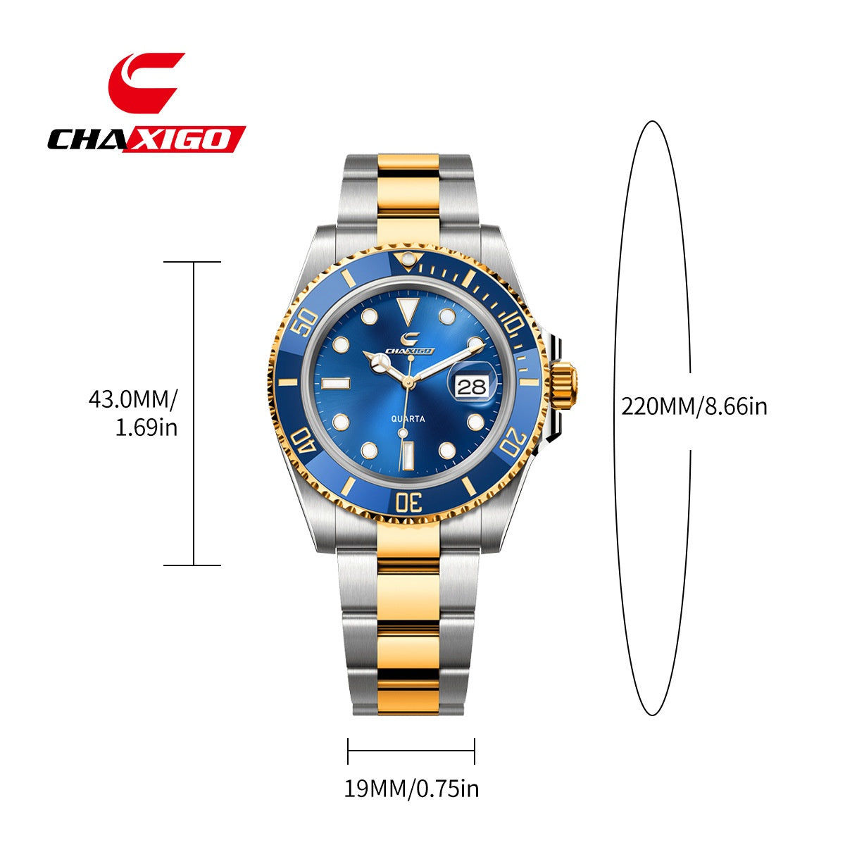 Swiss Brand CHAXIGO Men's Watch Green Submariner Style Waterproof Versatile Alloy Quartz Watch - AstroVerse™