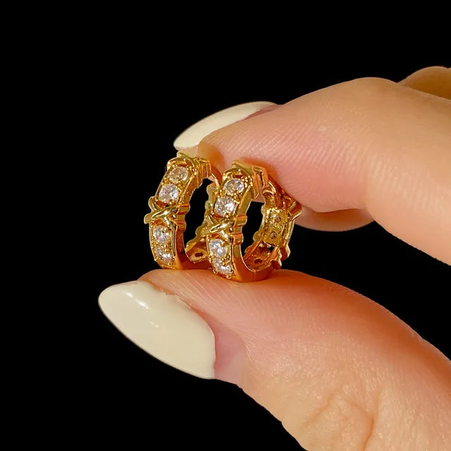 Vintage CC Design Hoop Earrings for Women Korean Fashion X Cross Zircon Earring Engagement Jewelry Gift - AstroVerse™