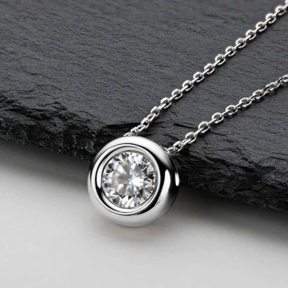 1 Carat Moissanite Necklace 925 Sterling Silver - D VVS1 Certified Round - AstroVerse™