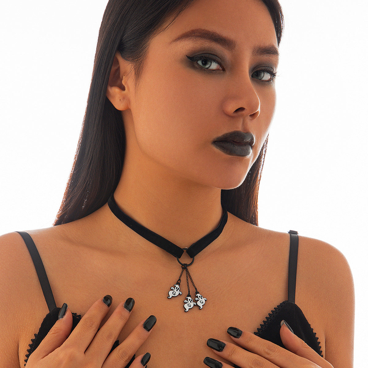 Halloween Bat Choker Necklace - Gothic Black Chain with Tassel - AstroVerse™