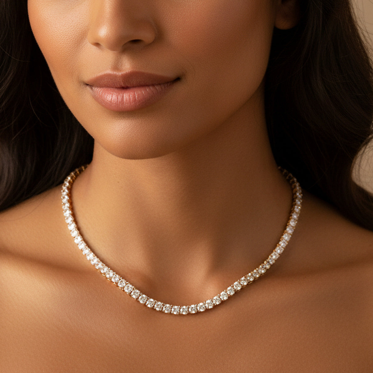 18K Gold-Plated Zircon Tennis Necklace
