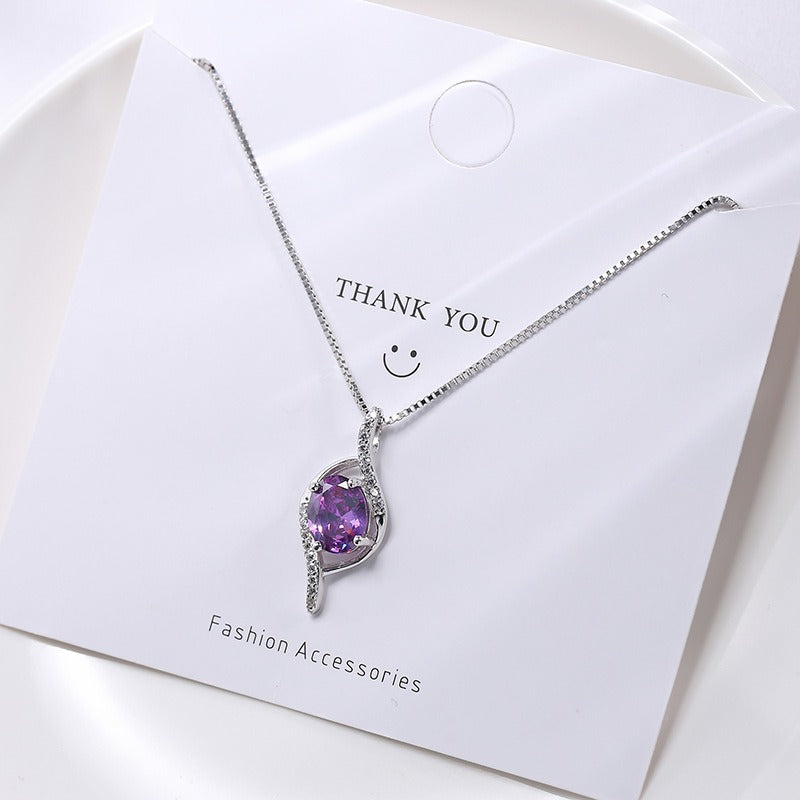 Clavicular Amethyst Pendant Necklace – Sterling Silver - AstroVerse™
