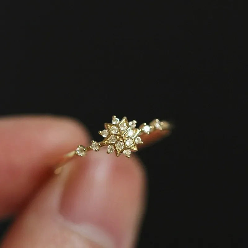 Snowflake Zircon Ring 925 Silver - 14K Gold or Platinum Plated - AstroVerse™