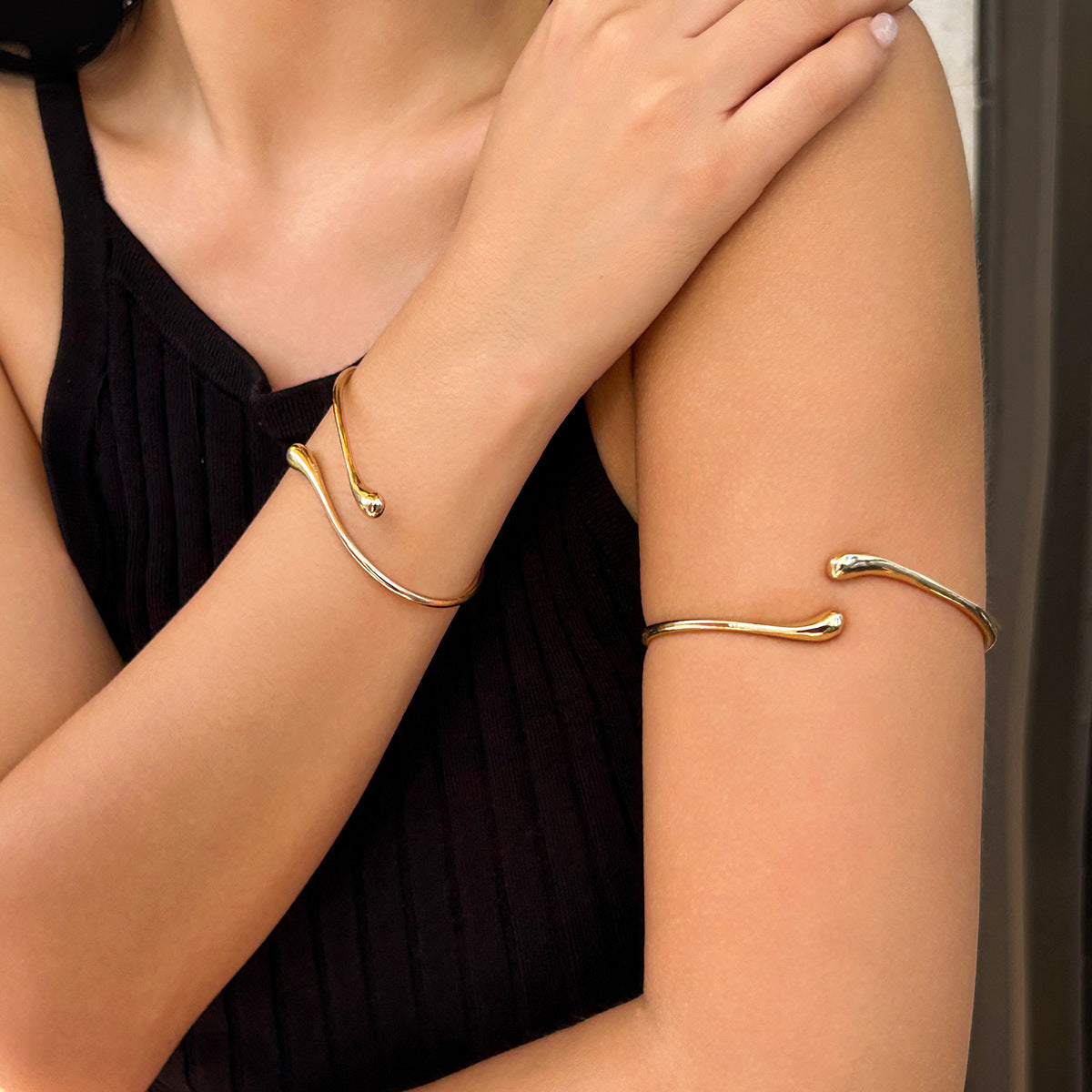 Arm Chain Bracelet Set - Gold Upper Arm Cuff Hand Chain 2-Piece - AstroVerse™
