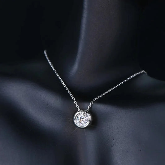 1 Carat Moissanite Necklace 925 Sterling Silver - D VVS1 Certified Round - AstroVerse™