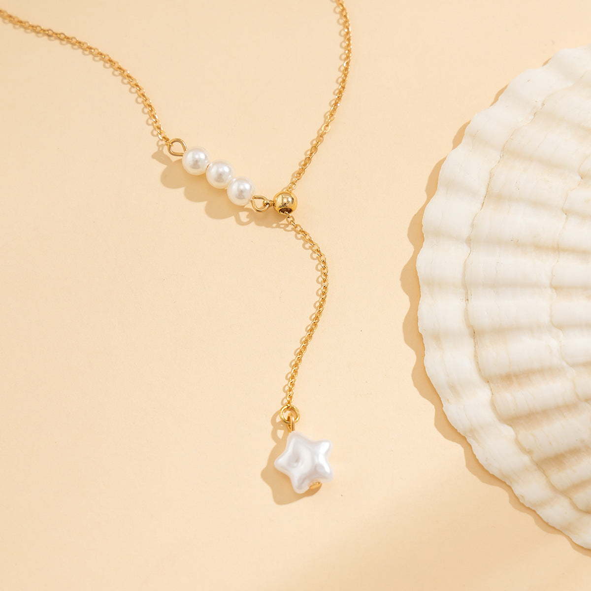 Layered Pearl Pendant Necklace - Gold Adjustable Chain - AstroVerse™