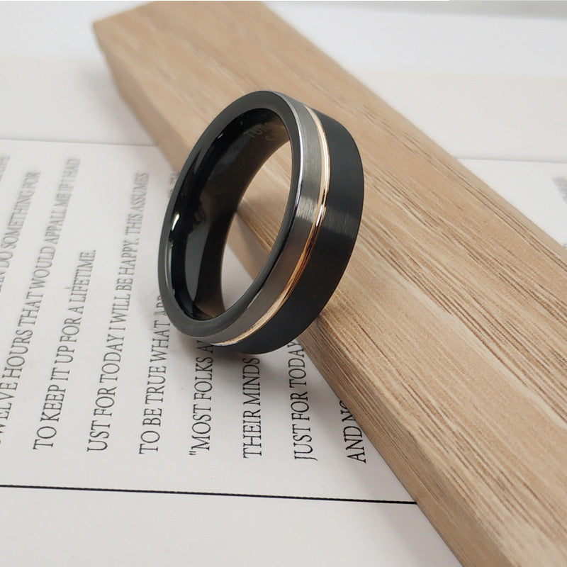Two-Tone Tungsten Ring - Brushed and Polished Band Men Women - AstroVerse™