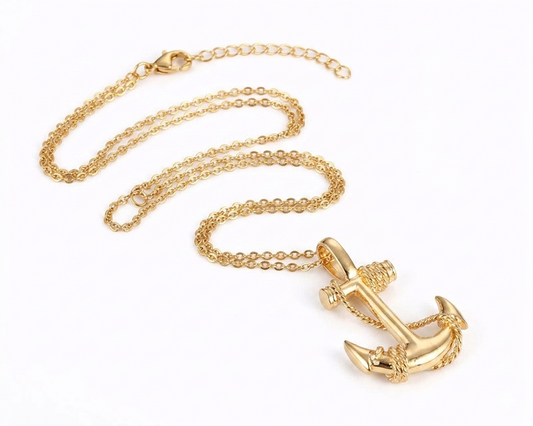 Men's stainless steel anchor pendant inspired by Pirates of the Caribbean style, featuring a detailed nautical design.