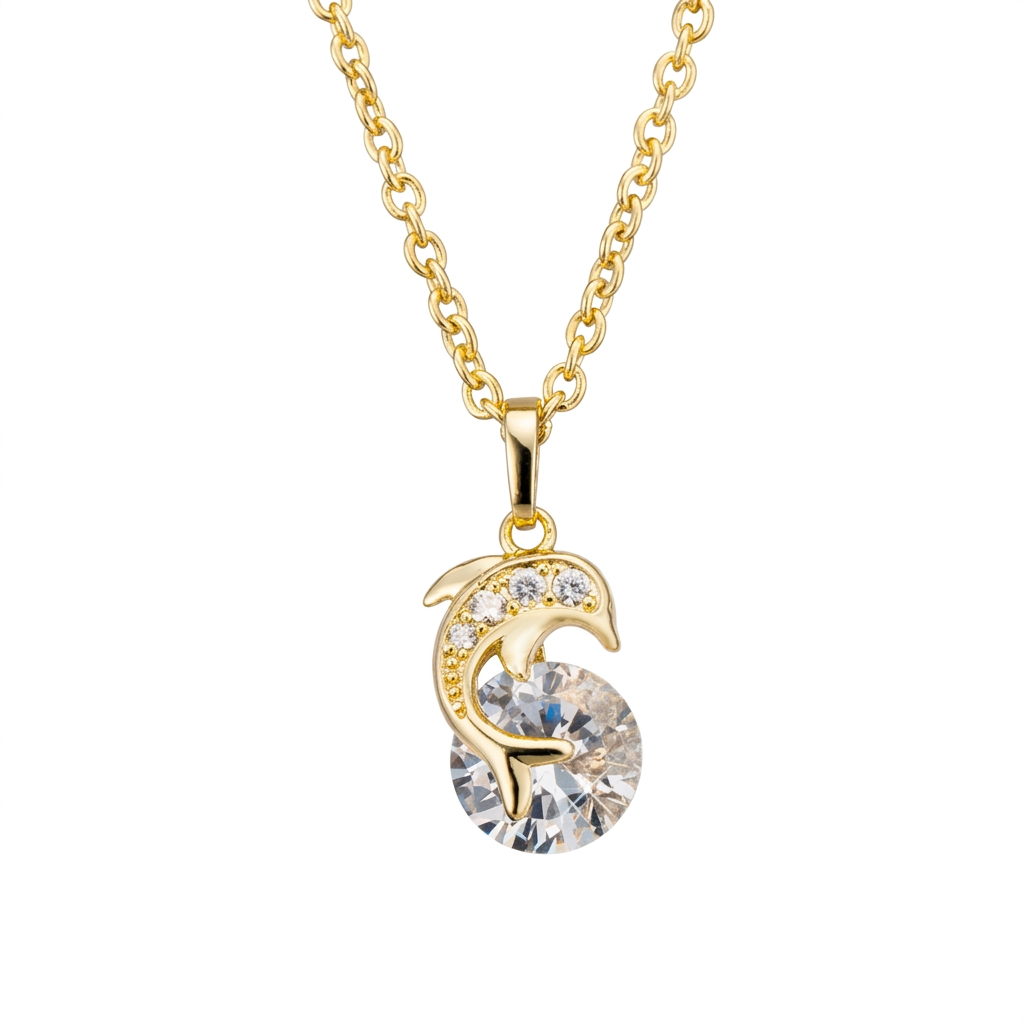 Creative Dolphin Necklace Pendant Rhinestone Earrings Set