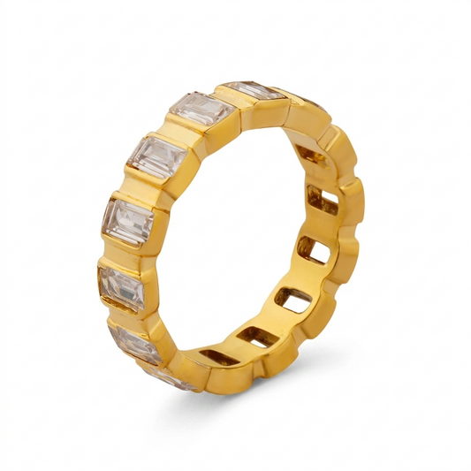 Gold-Plated Titanium Zircon Ring — Titanium Steel