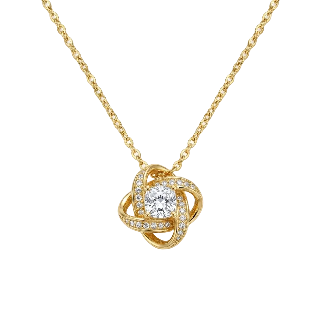 Spinning Lucky Clover Heart Pendant Necklace — Real Gold Plated