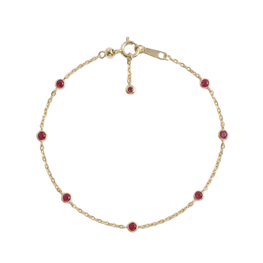 925 Sterling Silver Four-Round Ruby Zircon Bracelet