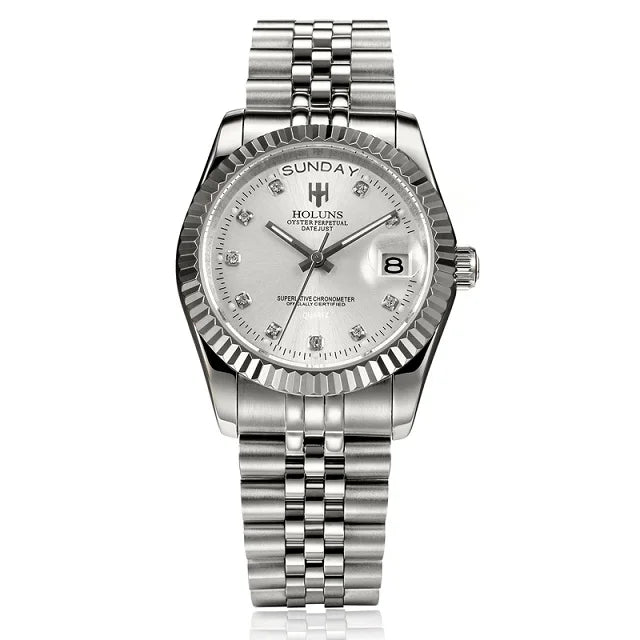 Holuns Men Watches Luxury Top Brand Gold Diamond Role Quartz Stainless Steel Calendar Relogio Masculino Wrist Watch Clock - AstroVerse™