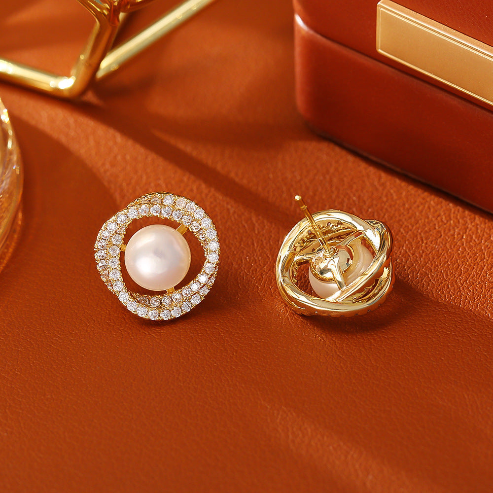 Natural Pearl Winding Ear Studs High Sense Fashion Exquisite And Versatile - AstroVerse™